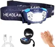 LETOUR Headlamp Head Torch, 1000 Lumens Super Bright Lightweight Headlight 5 Lighting Modes, Motion Sensor Control with Red Light, Waterproof Headlamps Flashlight for Camping Cycling Running Fishing