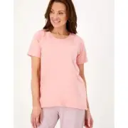 Susan Graver SG Sport Cotton Modal Spandex Hi Low Hem Top XS Bleached Salmon NEW