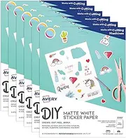 Avery Printable Sticker Paper, 8.5" x 11", Matte White, Repositionable Adhesive, Laser/Inkjet Compatible, 90 Full-Size Label Sheets, Great for Product Labels, Cute Stickers, and More (6-Pack of 3383)