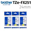 【3入組】brother 原廠纜線可彎曲標籤帶 TZe-FX251 (白底黑字 24mm)