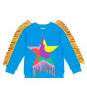 [Stella McCartney Kids] Stella McCartney Kids Fringed cotton jersey sweatshirt Y 4 blue