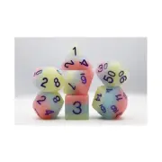 Foam Brain Dice Poly Set - Peach Snow Cone w/Purple (7) New