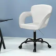 Artiss Office Chair Computer Desk Study Chairs with Height Adjustable Leather Seat, Mid Back and 360°-Swivel Seating for Gaming Room Executive Home Use White