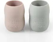 (2 Pack) 100% Tiny Silicone Drinking Training Cup for Baby and Toddler (Pink/Gre