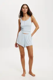 [Body] Body - Sleepy Rib Flared Short - Eiffel sky marle L EIFFEL SKY MARLE