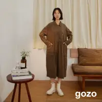 在飛比找momo購物網優惠-【gozo】下班洗衣服條絨純棉長洋裝(兩色)