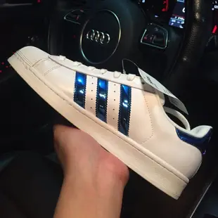 Adidas Originals Superstar 金標 藍線 白色 貝殼頭 藍金 雷射 男女鞋 C77127