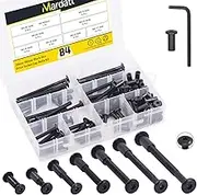 85pcs 7 Sizes M6x20mm/30mm/40mm/50mm/60mm/70mm/80mm Black Hex Socket Cap Bolts and Barrel Nuts Assortment Kit, Crib Bolts Binding Screw Post for Belt Buckle Leather Furniture