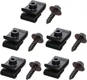 CCWUTQF 5pcs Chassis Engine Guard Nut Screw Washers U-Shape Clip Car Lining/Arch Mudguard Trim Clips Cross Head Screws