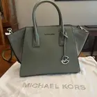 MICHAEL MICHAEL KORS AVRIL 35F1S4VS3S ARMY GREEN LARGE TOP ZIP SATCHEL LEATHER