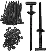 [Generic] 100Pcs Nylon Universals Cable Tie Buckle, Self-locking Ties Holder, Push Mount Zip Tie Holder Black, Cable Tie Tool, Bumper Retainer Clips, Push Pin Rivet Trim Clips For Car Daily Auto Fixing