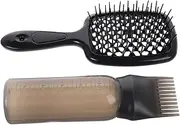 EXQUIMEUBLE Vented Hair Brush with Portable Dry Shampoo Bottles Quick Drying Brush for Curly Thick and Straight Hair Scalp Massage and Measurement Markings for Gentle Care