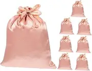 [Ipetboom] 8pcs Satin Drawstring Bags for Jewelry and Wigs Storage Elegant Satin Pouches for Hair Accessories Travel Toiletry Bags Stylish Storage Pink