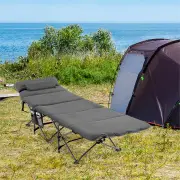 CostwayFolding Travel Camping Cot with Carry Bag, Removable Mattress &amp; Pillow-Grey