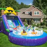 8M Commercial PVC Inflatable Bounce House Dual Water Slides Big Splash Pool Kids
