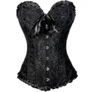 Tube Top Jacquard Gothic Corset Waistcoat Swear Corset #YoGu Black M