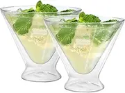Oggi Martini Double Wall Insulated Glass, Ideal for Martinis and Cocktails Such As The Manhattan Daiquiri Cosmopolitan, Stays Cool Longer Even Outdoors, Visually Stunning, 10oz / 300ml, Set of 2
