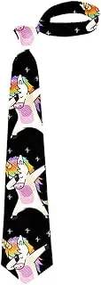 [PefEden Fashion] Men's Unicorn Cute Dabbing Funny Dab Dance Gift Fashion Neck Tie Skinny Ties
