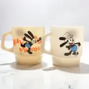 Fire King Stacking Mug Cup Oswald the Lucky Rabbit Disney100 White & Ivory Set