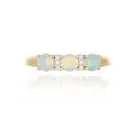 18ct Yellow Gold Opal And Diamond 3 Stone Ring