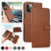 For iPhone 16 15 14 13 Removable Leather Wallet Card Case Flip Stand Cover