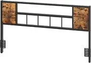 YATINEY King Size Headboard, Bed Backboard with Height Adjustable, Vintage Industrial Style Headboards for King Size Beds,Metal,Easy Assembly, Rustic Brown and Black