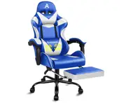 ALFORDSON Gaming Chair with Lumbar Massage Office Chair Blue & White