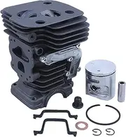 42mm Chainsaw Cylinder Piston Crankshaft Bearing Gasket Kit For Husqvarna 450 450E 445E 445 Decompression Port Replacement Part(Cylinder Set B)