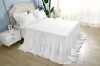 White Ruffled Bedskirt Quilted Bedspread Bed Blanket Lightweight 1 Piece King...