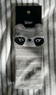 Sportsgirl Black White and Pink Cute Panda Striped Socks with Ears