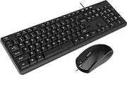 Wired Keyboard and Mouse Combo, Full-Sized Ergonomic Computer Keyboard and Optical Wired Mouse for Windows, Mac OS Desktop/Laptop/PC-Black