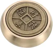 Solid Brass Round Block Paperweight Elegant Office Desk Accessory Traditional Chinese Calligraphy Weight Decorative Brass Paperweight