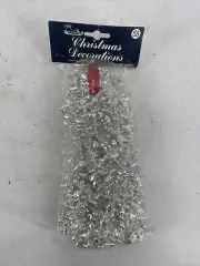 VINTAGE Bronson Silver Xmas Bead Garland Mantle Decor Plastic Swag