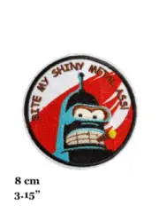 Futurama Bender Character Bite My Shiny Metal Ass Embroidered Iron On Patch