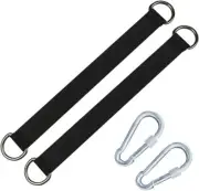 2 PCS Black Tree Swing Straps Hanging Kit with 2 Heavy Duty Carabiners Stainl...