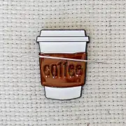 Coffee Enamel Needle Minder, Cup of Coffee Fridge Magnet, Magnetic Lapel Pin