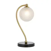 Foscani Diamond Cut Frosted Glass Black Marble Base Table Lamp