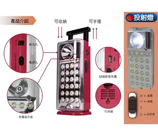 【太星電工】 夜巡俠彩色輕巧LED充電式照明燈(紅) (3.9折)