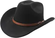 [ARSUGMZ] Men's Western Cowboy Hat Cotton-Polyester Blend Suede Brim Seasonal 57-58cm with Curved Brim