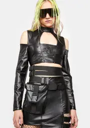 [FAN ALL FLAMES] Underworld Vegan Leather Top