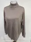 Select + Trend Women’s Sweater 3X Diamond Knit Light Brown Turtleneck Liteweight