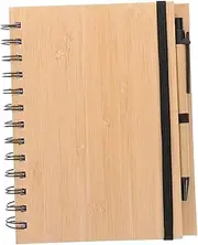 SEWOART Bamboo Cover Journal Spiral Notepad Office Notepad Writing Journal Compact Notebook for Notes