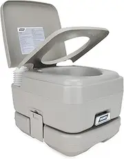 Camco Portable Travel Toilet - Features Bellow-Type Flush and Sealing Slide Valve to Lock-in Odors and Protect against Leakage-| Lightweight and Compact, 2.6 Gallon (41531)