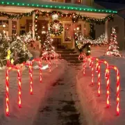 12 Pack 16.5" Christmas Candy Cane Pathway Markers, 35 Warm White Lights
