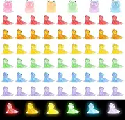 NQEUEPN 60pcs Mini Resin Lizard Miniature & 6pcs Mini Resin Luminous Frogs, Tiny Resin Glowing Lizard Frogs Ornaments Decor for Garden Landscape Home Decoration & Party Cake Headbands DIY