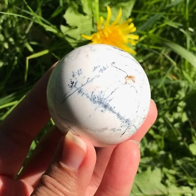 Snow Agate Sphere Druzy Rare Dendritic Crystal Ball Orb Dendrites Indonesia