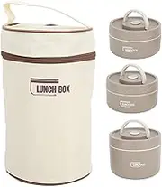 Portable Lunch Container, Stainless Steel Insulated Food Jar, Leakproof Box with Spoon, 32OZ Soup Round Design, 304 Stainless Steel Material (3 Box)
