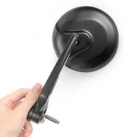 KiWAV Retro Black Round Motorbike Bar End Mirrors Heavy Weight Universal Fit for M8 Threaded Handlebar Sold as Pair
