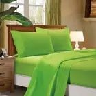 1000TC Ultra Soft Double Size Bed Green Flat & Fitted Sheet Set Fabric Fantastic