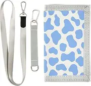 [Yoogain] Cow Prints Blue Pastel travel wallet for men for women cool clip wallet for men with lanyard, cow prints blue pastel, 1 size, Fashion